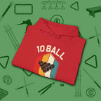 Retro Vibes Hoodie, in Red color, billiards shirt, folded view