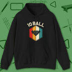 Retro Vibes Hoodie, in Black color, billiards shirt, front view