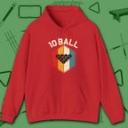 Retro Vibes Hoodie, in Red color, billiards shirt, front view