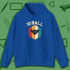 Retro Vibes Hoodie, in Royal color, billiards shirt, front view