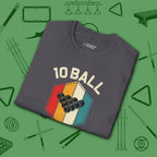 Retro Vibes T-Shirt, in Charcoal color, billiards shirt, folded view