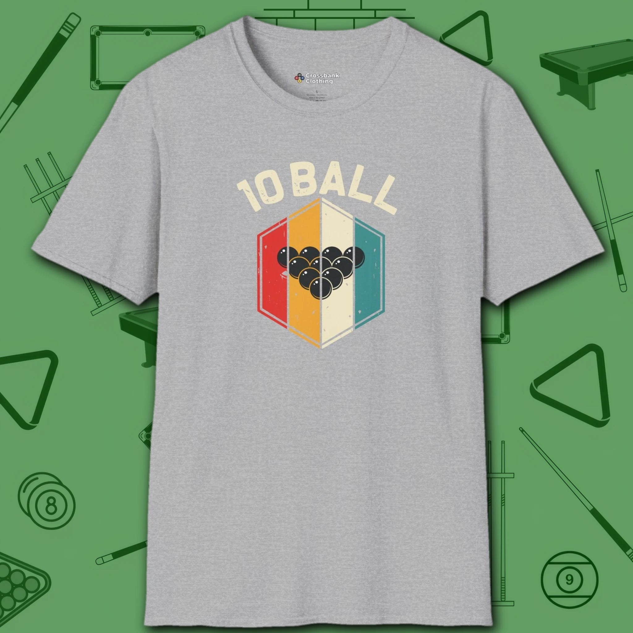 Retro Vibes T-Shirt, in Sport Grey color, billiards shirt, front view