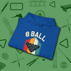 Retro Vibes Hoodie, in Royal color, billiards shirt, folded view
