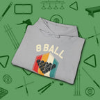 Retro Vibes Hoodie, in Sport Grey color, billiards shirt, folded view