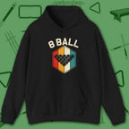Retro Vibes Hoodie, in Black color, billiards shirt, front view
