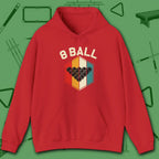 Retro Vibes Hoodie, in Red color, billiards shirt, front view