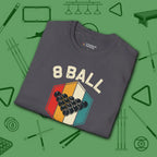 Retro Vibes T-Shirt, in Charcoal color, billiards shirt, folded view