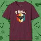 Retro Vibes T-Shirt, in Maroon color, billiards shirt, front view