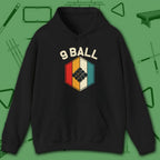 Retro Vibes Hoodie, in Black color, billiards shirt, front view