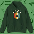Retro Vibes Hoodie, in Forest Green color, billiards shirt, front view