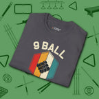 Retro Vibes T-Shirt, in Charcoal color, billiards shirt, folded view