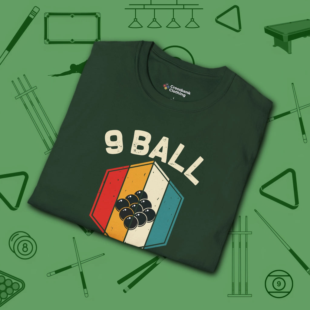 Retro Vibes T-Shirt, in Forest Green color, billiards shirt, folded view