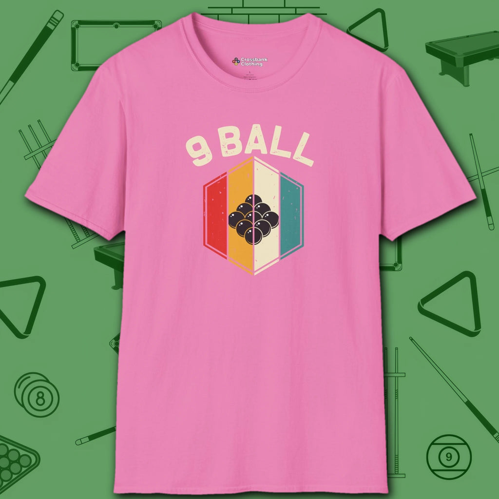Retro Vibes T-Shirt, in Azalea color, billiards shirt, front view