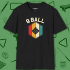 Retro Vibes T-Shirt, in Black color, billiards shirt, front view