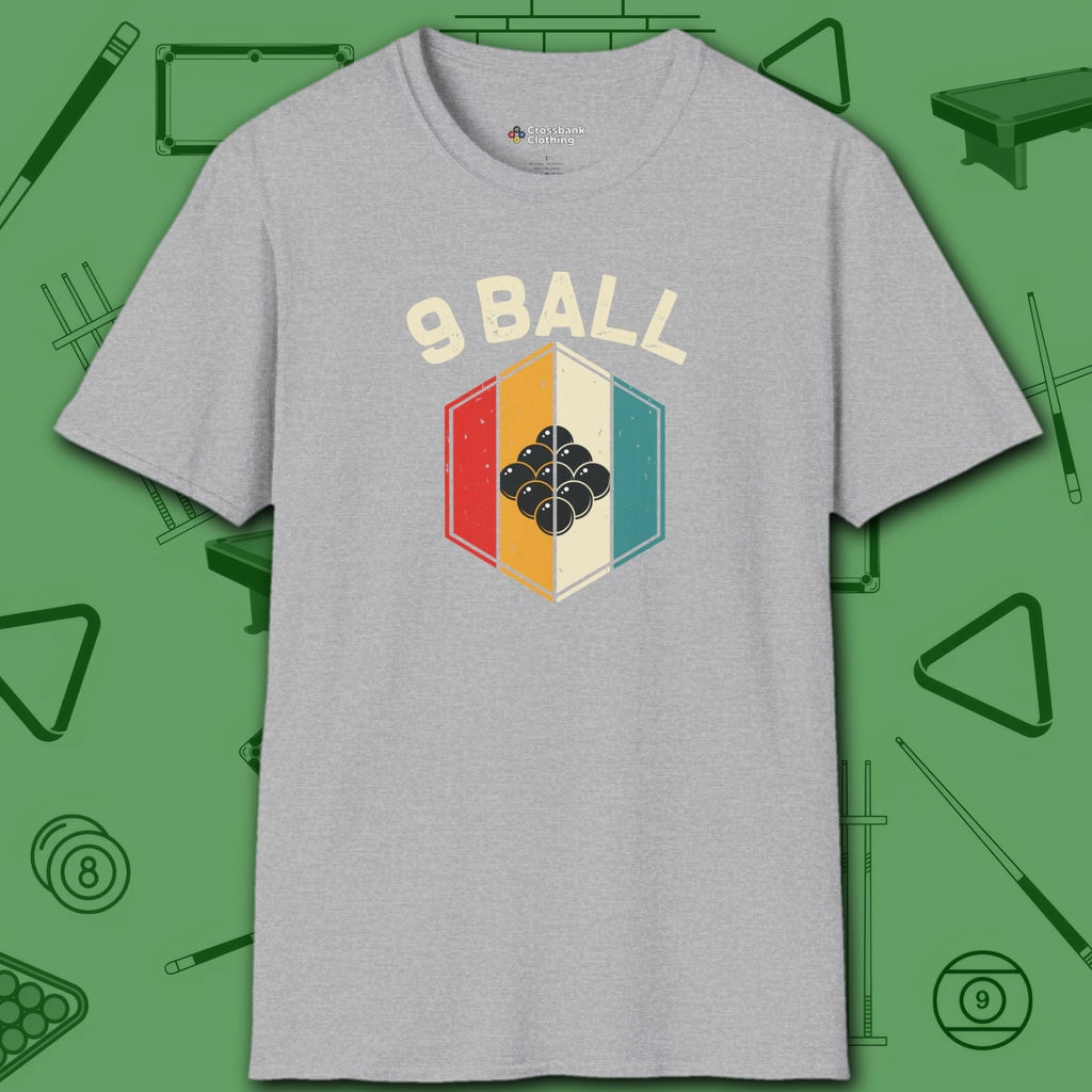 Retro Vibes T-Shirt, in Sport Grey color, billiards shirt, front view