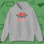 Rise Up to Meet Challenges Hoodie, front view, in Sport Grey styled to dominate from rack to run-out