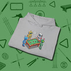 Robots Playing Hoodie, folded view, in Sport Grey clean lines for dirty minds