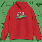 Robots Playing Hoodie, front view, in Red a clean fit for the dirtiest safeties
