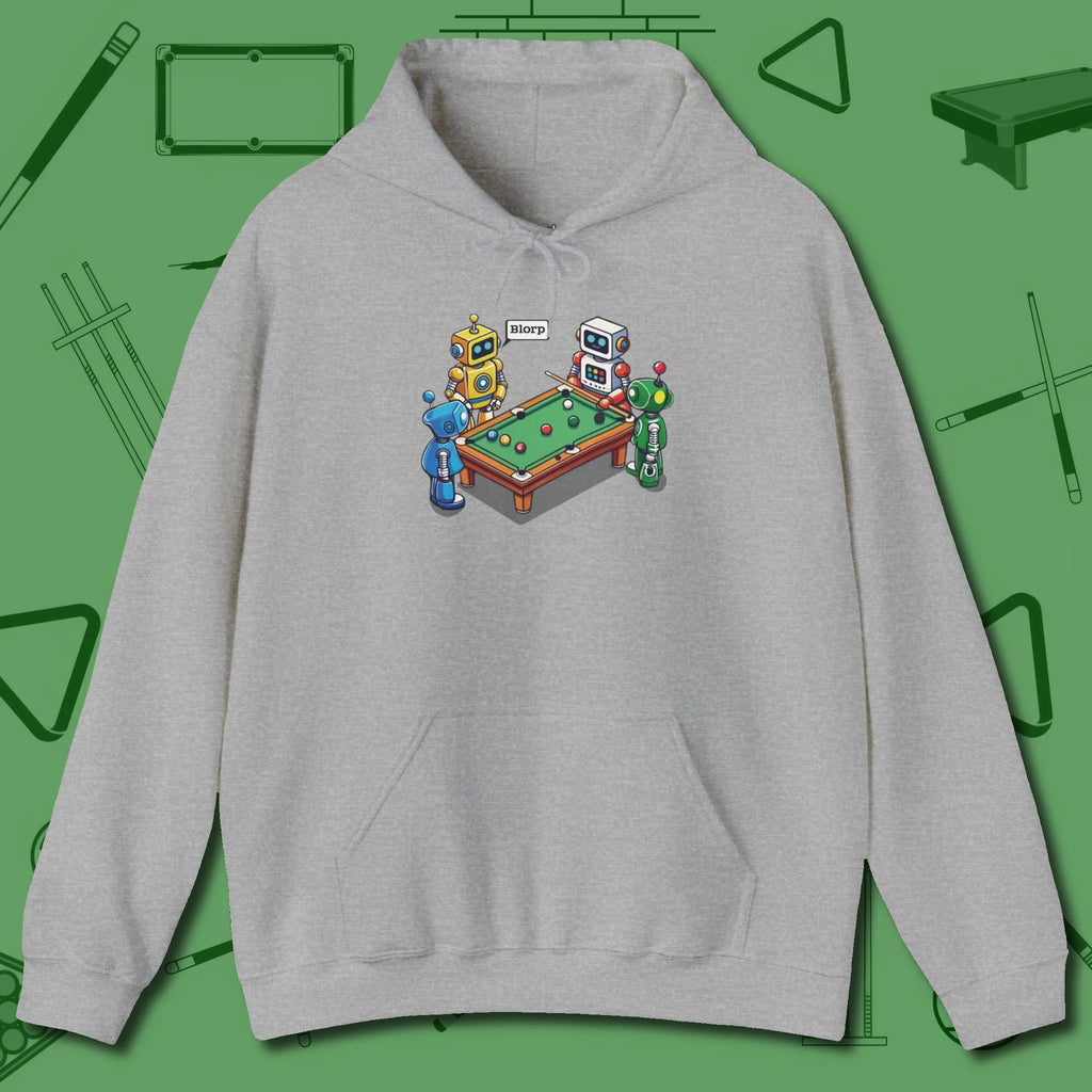 Robots Playing Hoodie, front view, in Sport Grey what the real shooters wear