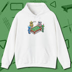 Robots Playing Hoodie, front view, in White a clean fit for the dirtiest safeties