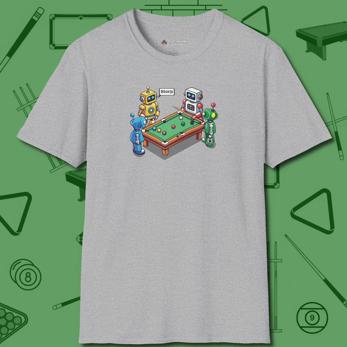 Robots Playing T-Shirt, front view, in Sport Grey what champions wear between racks