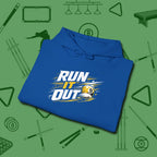 Run It Out 9-Ball Hoodie, folded view, in Royal subtle drip for serious shooters
