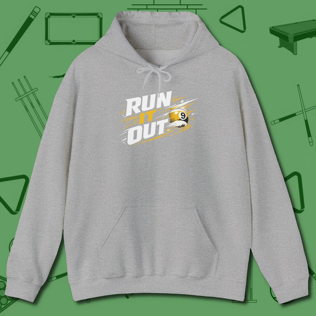 Run It Out 9-Ball Hoodie, front view, in Sport Grey dress for the shot you want to take