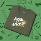 Run It Out 9-Ball T-Shirt, folded view, in Military Green as serious as your stroke