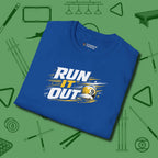 Run It Out 9-Ball T-Shirt, folded view, in Royal style that banks as hard as you do