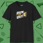 Run It Out 9-Ball T-Shirt, front view, in Black for shooters who dress like they play: sharp