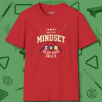 Run Out Mindset/Slop Shot Skills T-Shirt, front view, in Red the official uniform of the after-hours crew