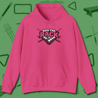 Run the Rack Eight Ball Hoodie, front view, in Heliconia it’s not a hobby — it’s a lifestyle