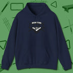 Run the Rack Eight Ball Hoodie, front view, in Navy styled to dominate from rack to run-out