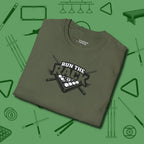 Run the Rack Eight Ball T-Shirt, folded view, in Military Green strike fear with swagger and precision