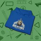 Run the Table Hoodie, folded view, in Royal smart enough for the felt and the street