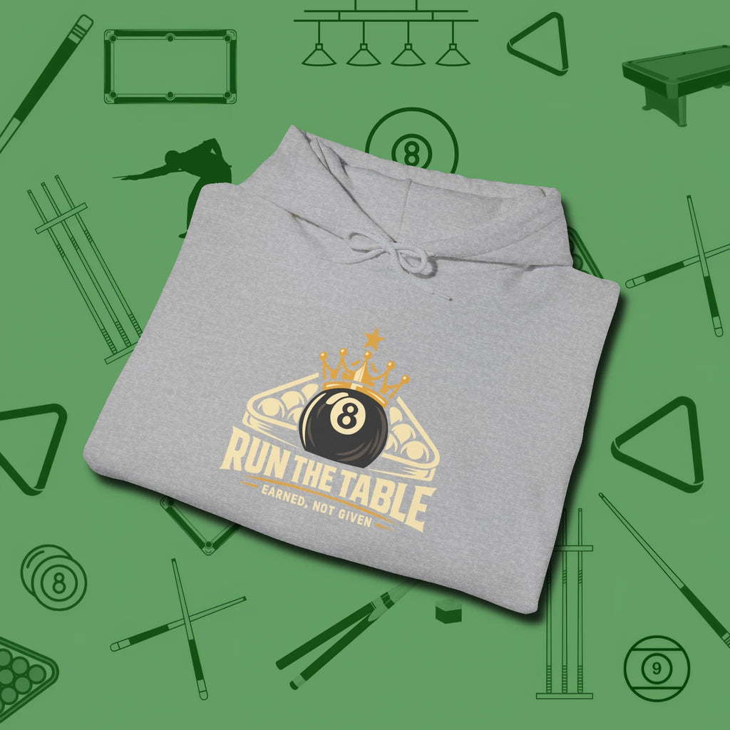 Run the Table Hoodie, folded view, in Sport Grey designed for dead stroke and deadpan looks