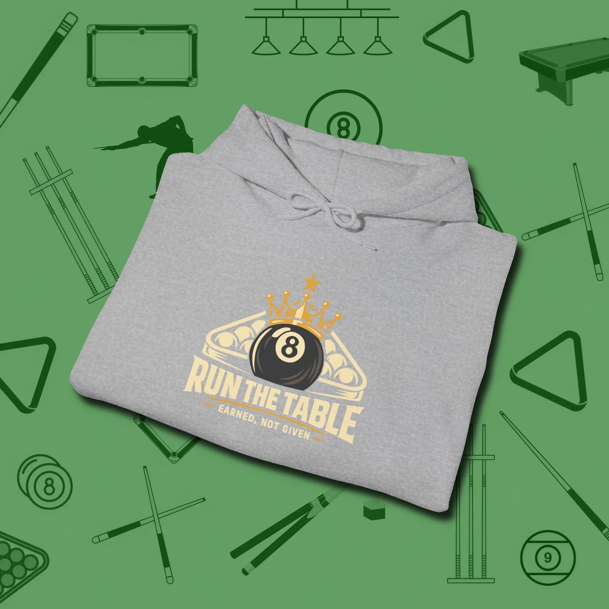 Run the Table Hoodie, folded view, in Sport Grey designed for dead stroke and deadpan looks