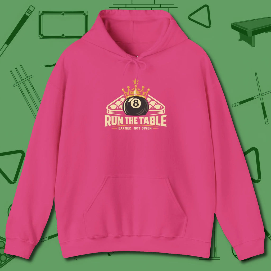 Run the Table Hoodie, front view, in Heliconia cue up respect every time you wear it
