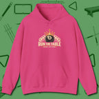 Run the Table Hoodie, front view, in Heliconia cue up respect every time you wear it