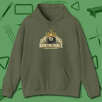 Run the Table Hoodie, front view, in Military Green smart apparel for strategic players