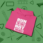 Run the Table Not Your Mouth Billiards Hoodie, folded view, in Heliconia it’s not a hobby — it’s a lifestyle