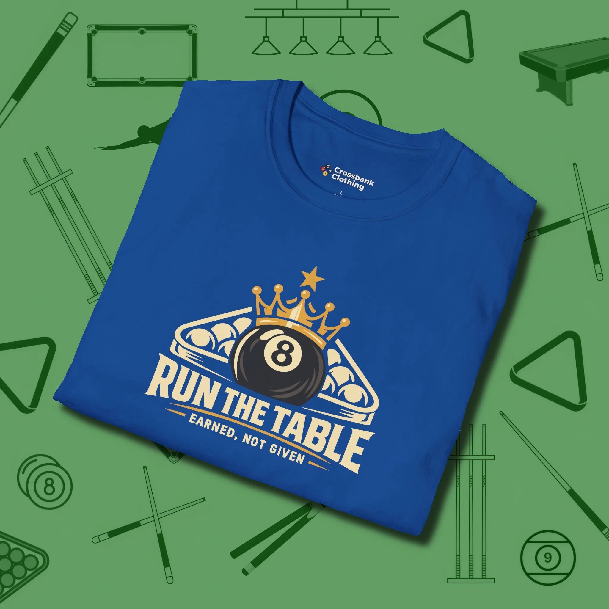 Run the Table T-Shirt, folded view, in Royal a clean fit for the dirtiest safeties