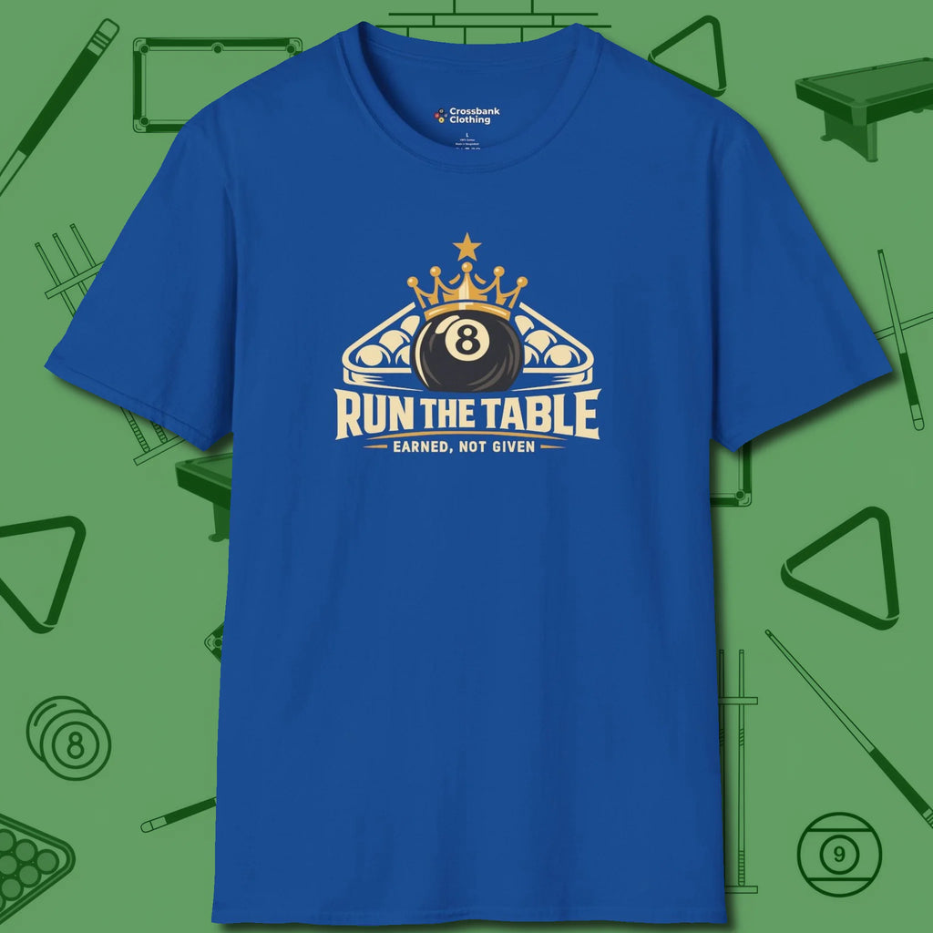 Run the Table T-Shirt, front view, in Royal a clean fit for the dirtiest safeties