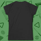 Nine Ball Saturn Women's Cut Tee, in Black color, billiards shirt, back view