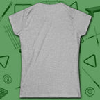 Nine Ball Saturn Women's Cut Tee, in Sport Grey color, billiards shirt, back view