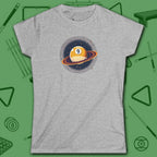 Nine Ball Saturn Women's Cut Tee, in Sport Grey color, billiards shirt, front view