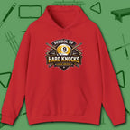 School of Hard Knocks Hoodie, in Red color, billiards hoodie, front view