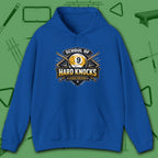 School of Hard Knocks Hoodie, in Royal color, billiards hoodie, front view