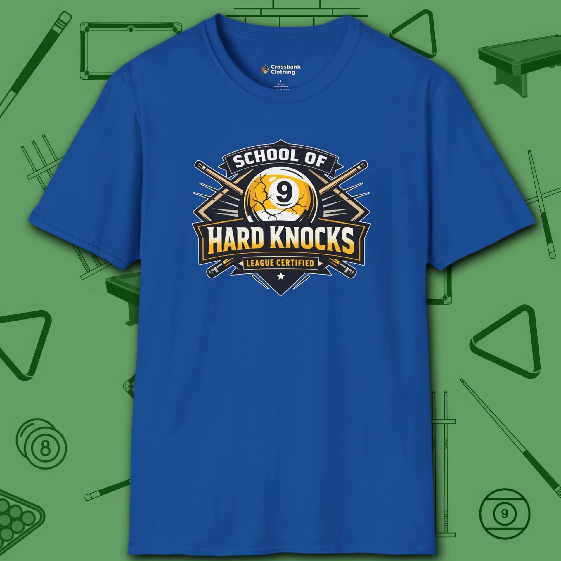 School of Hard Knocks Pool T-Shirt | Billiards Shirt – Crossbank