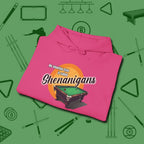 Shenanigans Style Hoodie, folded view, in Heliconia poolroom style with tournament attitude